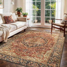 (200x290cm – Large Living Room Rug) Majestic Vintage Traditional Cashmere Rug - Classic Persian Style Area Rugs, Runners & Door Mats