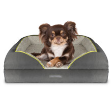 Dreamcatcher Grey Medium Dog Bed Orthopaedic Shredded Memory Foam, Fleece Sleeping Area, Non Slip Base, Removable Washable Cover