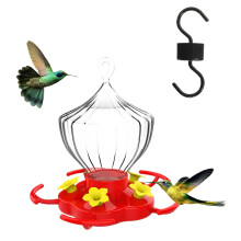 Outdoor Bird Feeder 473ml, Wide Opening, 5 Flower Feeding Ports, Removable Bottom for Easy Cleaning, Garden Water Container