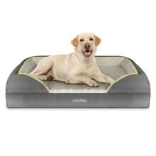 Dreamcatcher Grey Extra Large Dog Bed Orthopaedic Shredded Memory Foam, XL Fleece Sleeping Area, Non Slip Base, Washable Cover