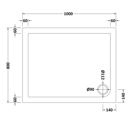 Slim 1000 x 800 Rectangular Stone Resin Shower Tray For Wetroom Enclosure 2