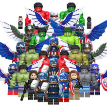 (24pcs-A) 24pcs Superhero Team USA Falcon Hulk Stone Man Minifigure Kid Toy Gift