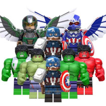 (8pcs-B) 24pcs Superhero Team USA Falcon Hulk Stone Man Minifigure Kid Toy Gift
