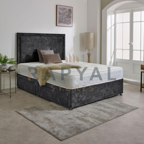 (4ft, 2 Drawers Same Side, Black) Sydney Divan Bed with Memory Mattress & Headboard