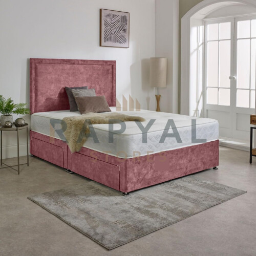 (4ft, 2 Drawers Same Side, Pink) Sydney Divan Bed with Memory Mattress & Headboard