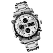 Orologio da uomo con quadrante da 48 mm, resistente all'acqua fino a 30 metri, Argento+Argento