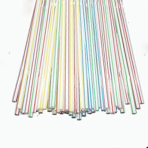 Plastic Straws Multicolor Striped Bed Disposable Strawsa (100pcs) 1
