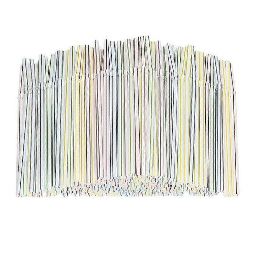 Plastic Straws Multicolor Striped Bed Disposable Strawsa (100pcs)