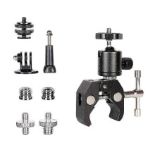 Ball Head Clamp Camera Ball Mount Clamp Tripod Head Hot Shoe Adapter And Cool Super Clamp(1set, Black) -T