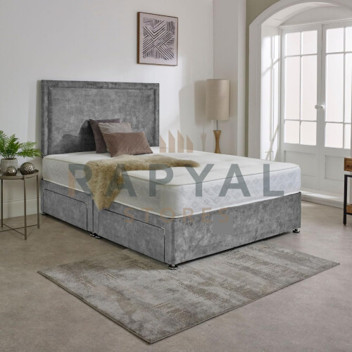 (6ft, 2 Drawers Same Side, Steel) Sydney Divan Bed with Memory Mattress & Headboard 2
