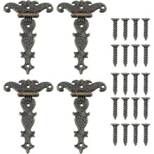 4 Pieces Retro Hinge, Retro Bronze Decorative Hinges with Mounting Screws, Suitable for Cabinet Furniture Toolbox -T