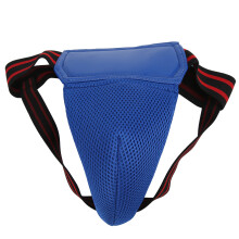 Boxing Leistenpolster aus PU-Leder, atmungsaktiv, Jockstrap für Kickboxen und Muay Thai, Blau