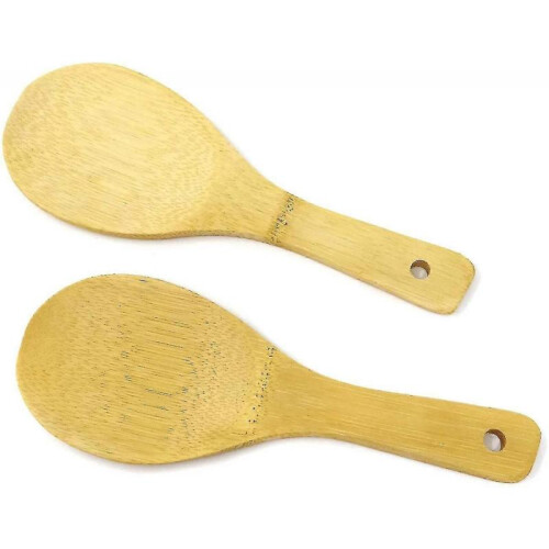 2pcs Bamboo Rice Scoops Paddles for Kitchen (20cm) -T