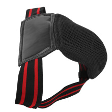 Boxing Leistenschutz aus PU-Leder, atmungsaktiv, Jockstrap für Kickboxen und Muay Thai, Schwarz