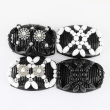 4 Pcs Peignes De Cheveux Perles,pinces Cheveux Lastiques Magiques Peignes De Cheveux Extensible Double Clips