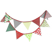 10.5feet Christmas Celebrating Cotton Banner, Festival Reusable Flags Fabric Multicolored Hanging Vintage Decoration Bunting for Halloween Christmas B