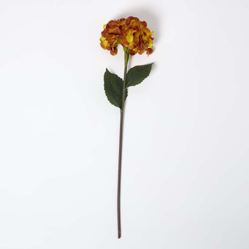 Homescapes Artificial Orange Hydrangea Stem, 81 cm