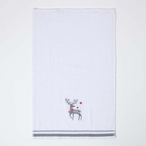 Homescapes Terry Towelling Stag Christmas Tea Towel 1