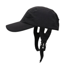 Lightweight Surf Helmet Beanie with Chin Strap, Adjustable Sun Protection Cap for Water Sports, Black Unisex Hat for Kayaking and Sailing