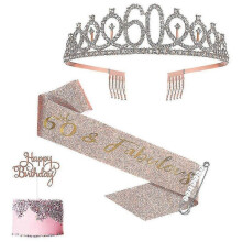 Women Ladies Rose Gold 60th Birthday Sash And Tiara Crown 60 & Fabulous Sash And Tiara