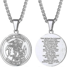 Mens 925 Sterling Silve Angel Saint Michael Pendant St.michael Necklace - 22 Inch