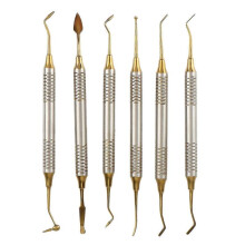 6pcs Dental Instrument Composite Resin Filling Spatula Titanium-plated Head Filling