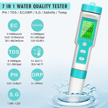 7-in-1 Digital Water Meter, pH/TDS/EC/ORP/SG/Salinity/Temperature