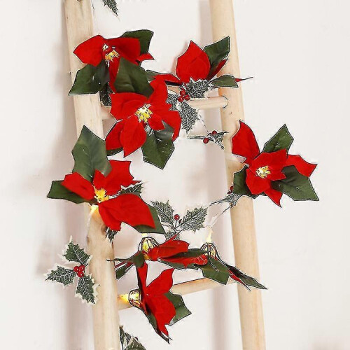 Flower String Light Christmas Artificial Poinsettia String Lights Party Decor