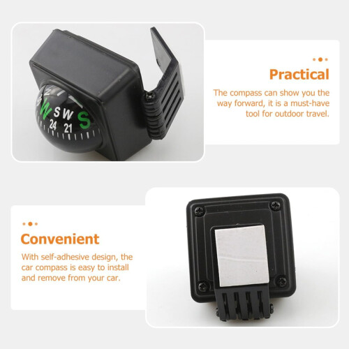 2 Pieces Car Compass With Vehicle Holder, Guide Ball Compass Dashboard Accessory In Black, Navigation Explorer Compass 2