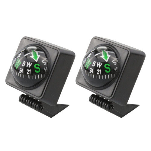 2 Pieces Car Compass With Vehicle Holder, Guide Ball Compass Dashboard Accessory In Black, Navigation Explorer Compass