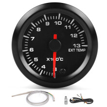 Abgastemperaturmesser 2 Zoll/52 mm 300–1300 7-Farb-Hintergrundbeleuchtung DC10–15V für 12V Autos mit Sensor