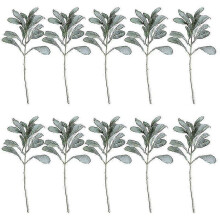 10 Pcs Artificial Flocked Lambs Ear Leaves Flocked for Home Wedding