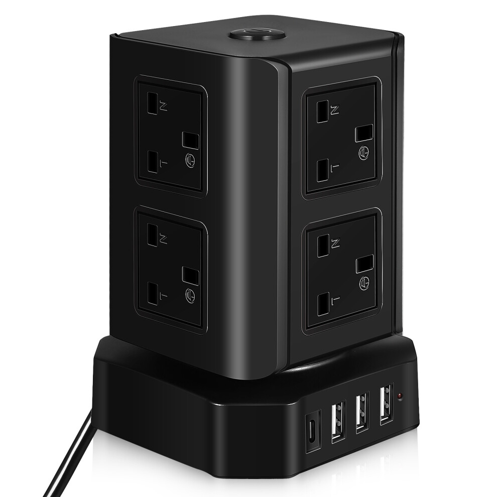 Surge Protector Tower Charging Tower Surge Protector Power Outlet Tower Extension Cord With Uk Plug 3081833723783