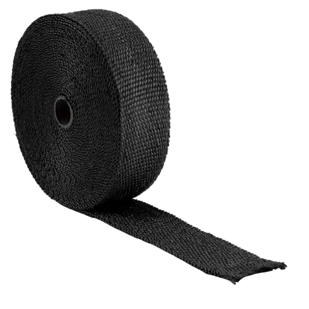 1.5Mm*50Mm*15M Exhaust Heat Wrap Roll For Motorcycle Fiberglass Heat Shield Tape With 10Pcs 30Cm Stainless Ties (Black) Black 3081833726272