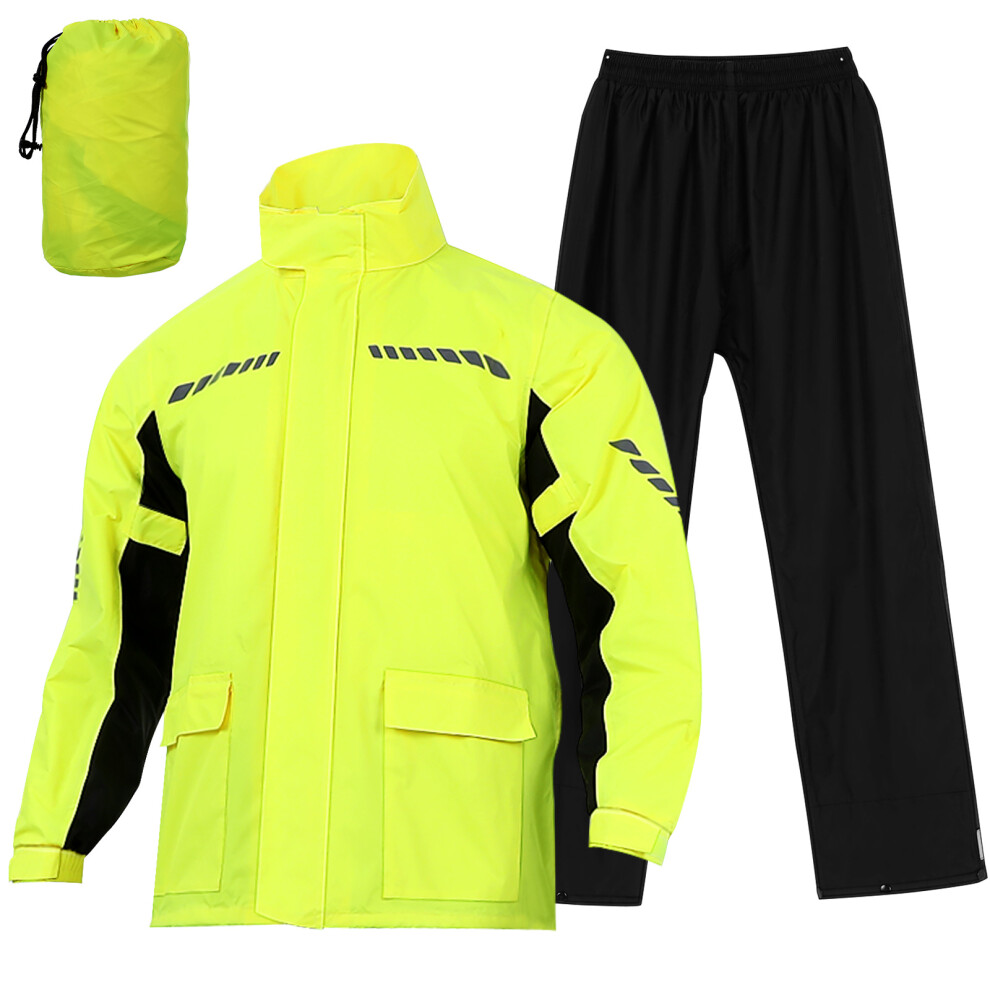 (2Xl) 1 Set Outdoor Reflective Cycling Raincoat Suit With Shoe Covers 3081833722366