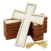 10 Pieces Wooden Crosses To Paint Pendant Blank Wood Crosses for Crafts for Diy Craft Party Favors H