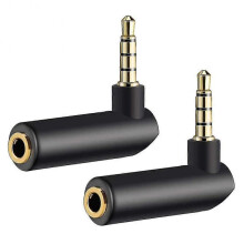 Headphone Adapter, 90 Degree Headphone Jack Adaptor 3.5mm Male To Female (2pcs, Black)