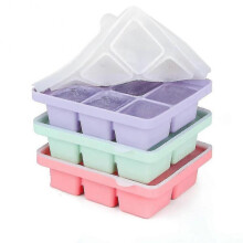 Ice Cube Tray with Lid, 3 Packs 18 Cubes, Silicone Large Ice Cube Molds, Flexible Stackable And Eas T