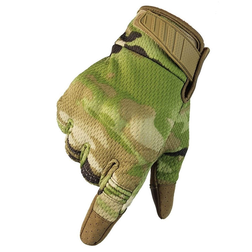 Breathable Touchscreen Full Finger Gloves With Hard Knuckle Protection For Army Combat, Adjustable Size Xl, Color 6 6038364348517