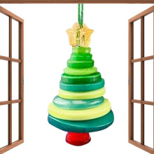 (Green Christmas tree) Button Ornament Kits Handmade Snowman Decoration Kit Christmas Tree Ornament For Parties Windowsills Garden Lawn Porch