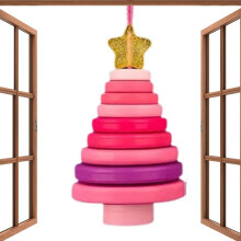 (Pink Christmas tree) Button Ornament Kits Handmade Snowman Decoration Kit Christmas Tree Ornament For Parties Windowsills Garden Lawn Porch