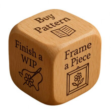 (A) Handmade Wooden Embroidery/Knitting/Drinking Decision Dice with 6 Engraved Tasks Stocking Stuffers for Men Women