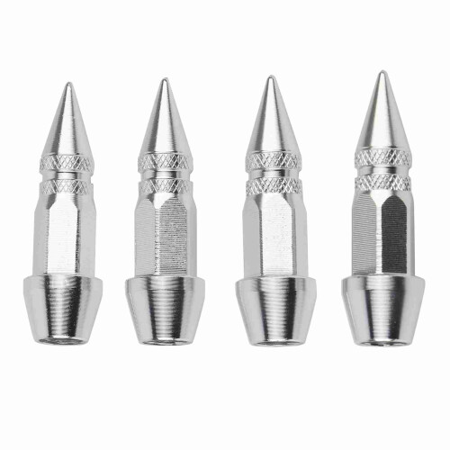 4 pezzi 8V1 tappi valvola per pneumatici a punta, argento, per auto 2