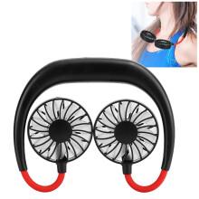 Portable Fan with Seven Blades, Black Red Sports Neck Fan for Outdoor Use, Lightweight and Rechargeable Design