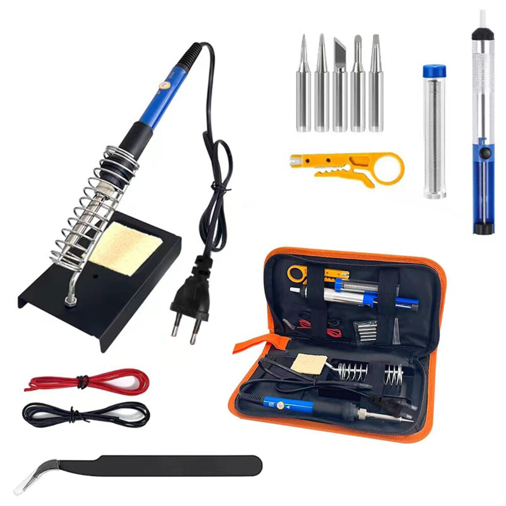 Soldering Iron Set 60W Adjustable Temperature 200-450C With 5 Tips Desoldering Pump Stand And Tweezers For Electronics Repair 6947110254883