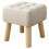 Small Solid Wood Stool with Fabric Seat, Space-Saving Design, Stylish Low Stool, Matte White, 30x30x34 cm 1