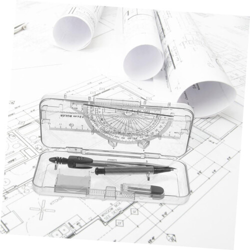 Geometric Drawing Tool Set 3 Boxes Small Compass Centimeter Design School Supplies Protractor Ruler Triangle Metal Tools 2