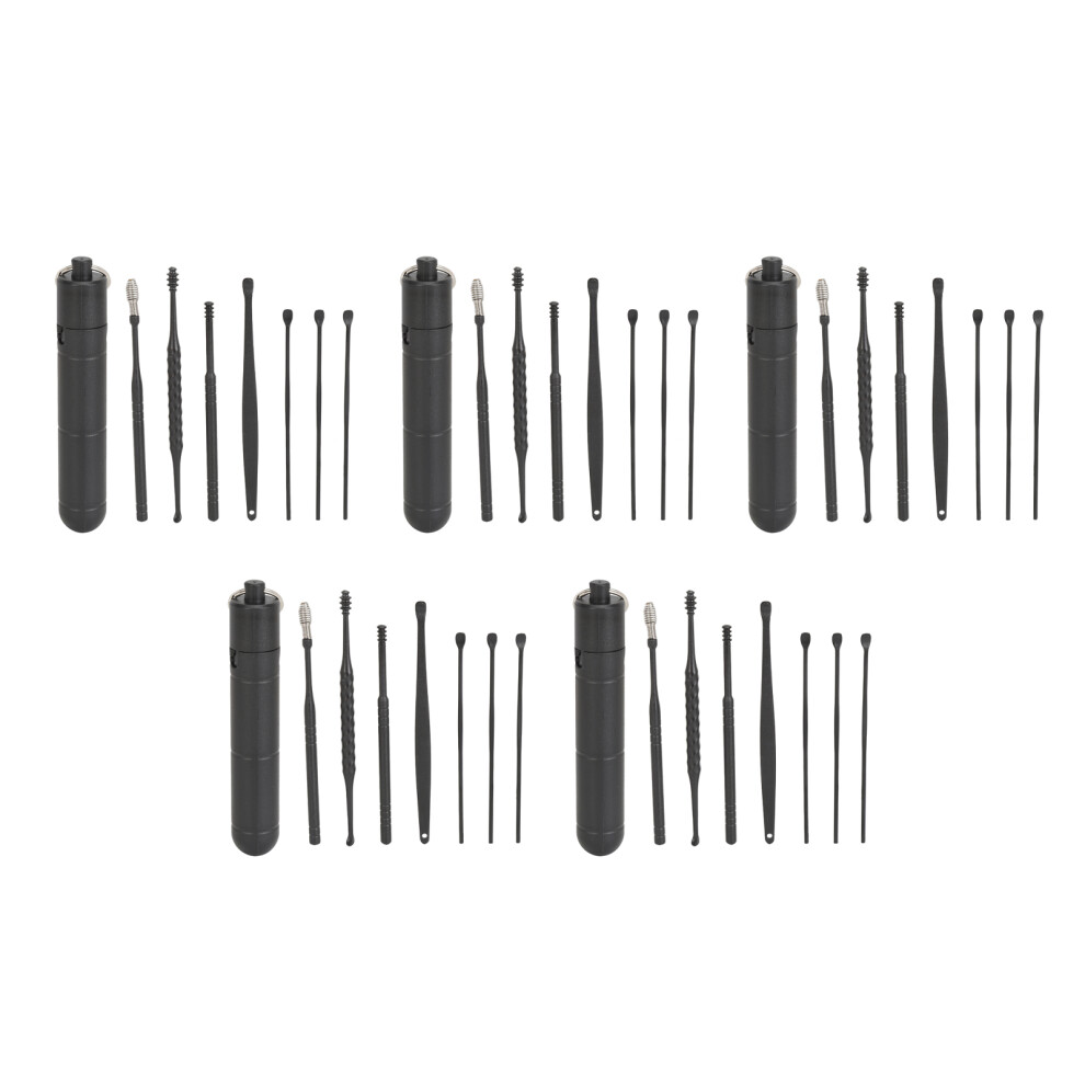 Black 5 Set Ear Pick Earwax Removal Tool Kit 7Pcs Ear