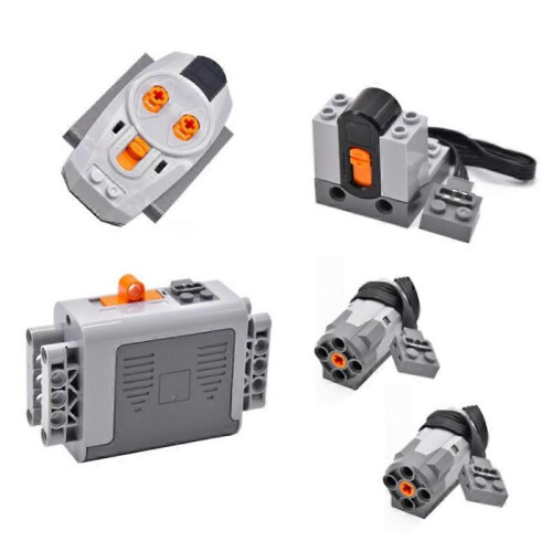 5pcs Power Function Motorized Blocks Power Kit 2 Medium Motors,1 Battery Box,1 IR Remote Control,1 2