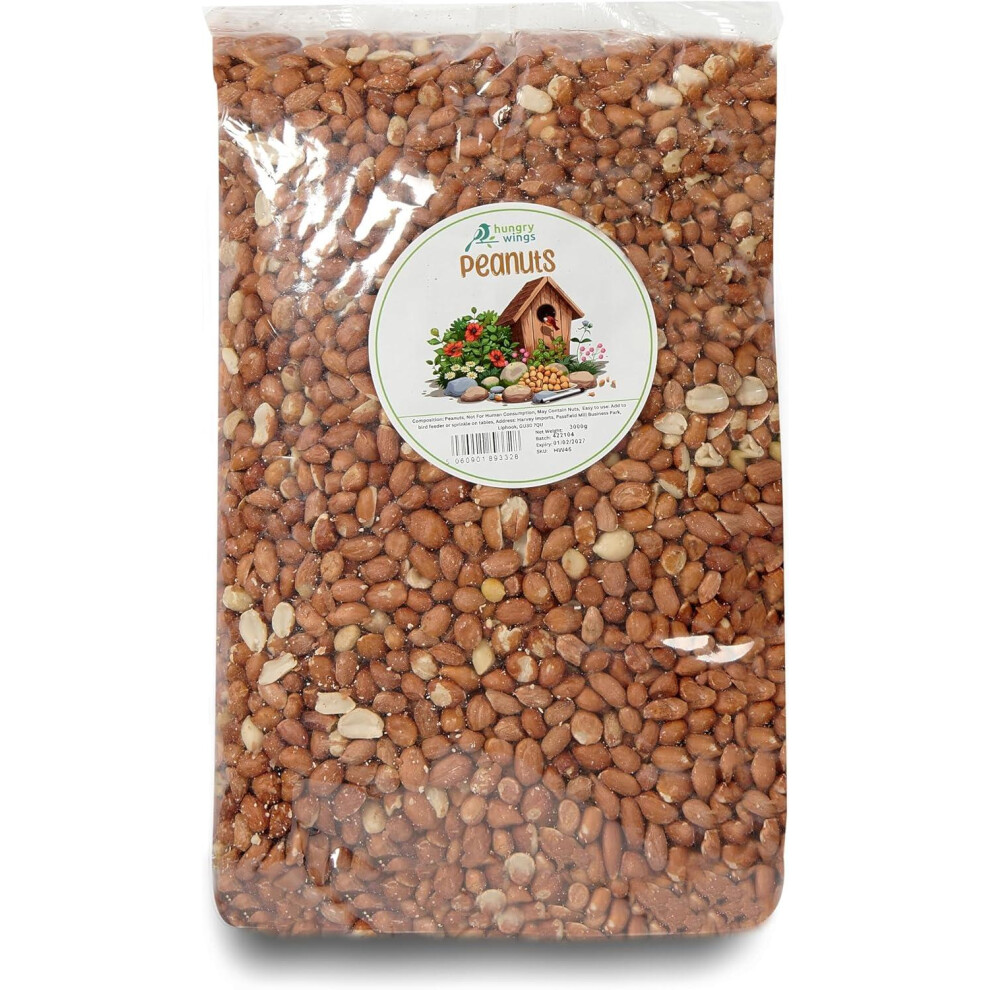 Hungry Wings Peanuts | Wild Bird Food | High Energy Protein-Rich Peanuts For Garden Birds 3Kg